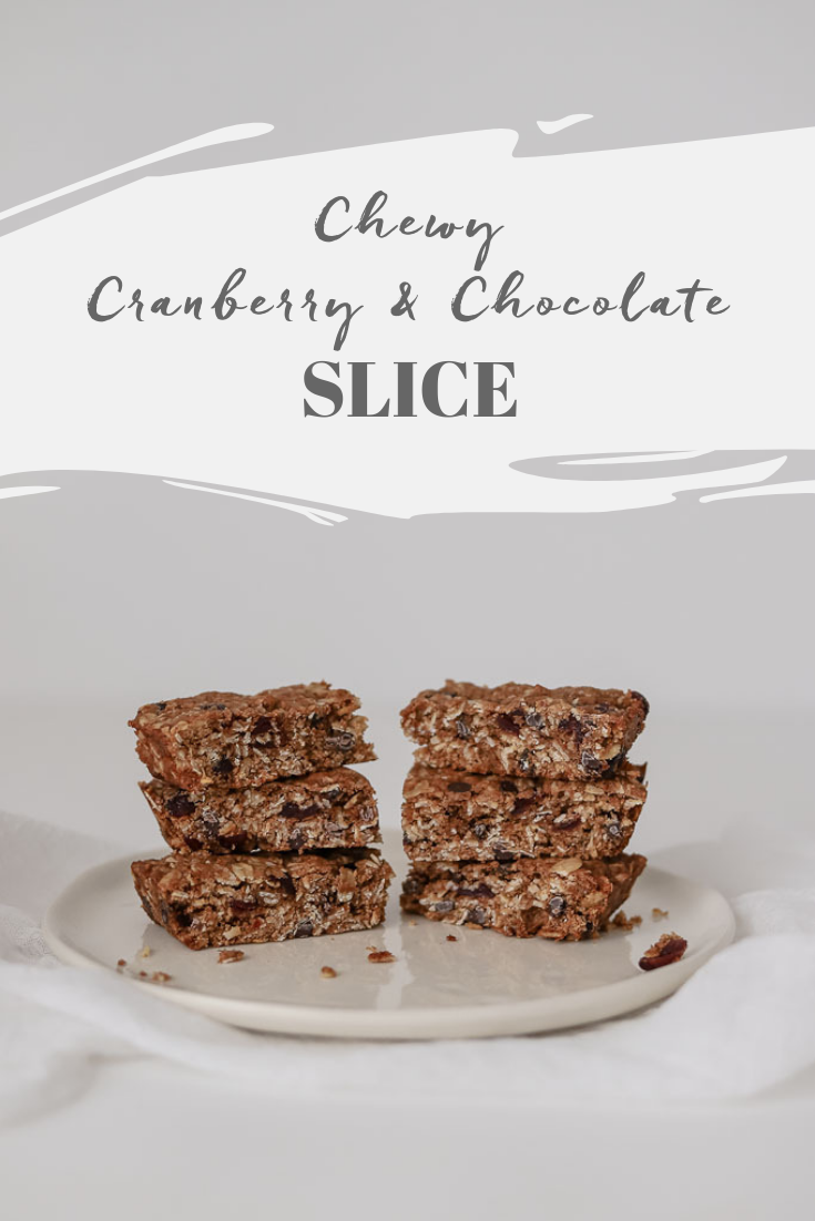 Chewy Cranberry & Chocolate Slice Recipe Blog Post | The Style Aesthetic Bakes